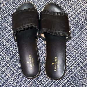 Kate Spade Black Ruffle Slide Sandals